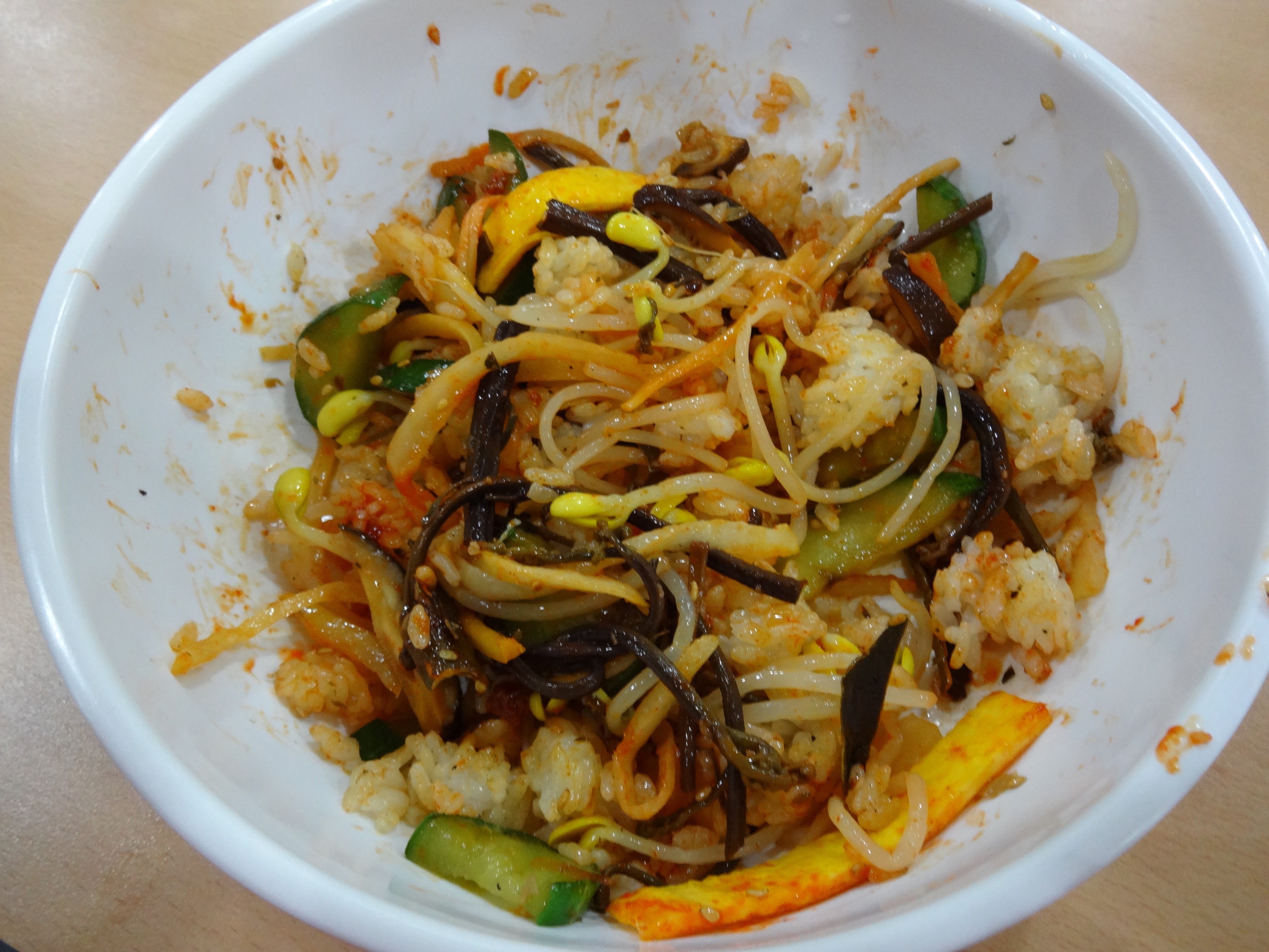 My Royal Bibimbap, all mixed up and ready to eat.