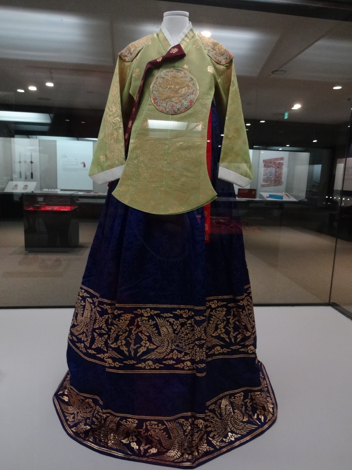 Women's court ceremonial jacket and blue skirt of the consort of Imperial Prince Yeong.