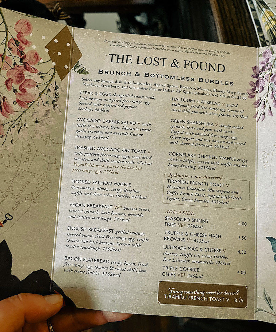 Lost & Found Bottomless Brunch Menu, Birmingham
